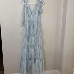 Blue multi-tiered tulle dress by Pippa and Pearl